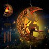 YJFWAL Solar Moon Fairy Wind Chimes, Solar Flame Ball with Angel Decor Wind Chimes for Outside Garden, Gifts for Mom, Women, Grandma, Memorial Chimes Birthday Gardening Gifts