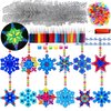 30 Sets Winter Snowflake Suncatchers Craft Kits DIY Glow In The Dark Window Paint Art Kit Christmas Snowflake Craft for Classroom Winter Christmas Holiday Seasonal Activities Art Project (Style1)