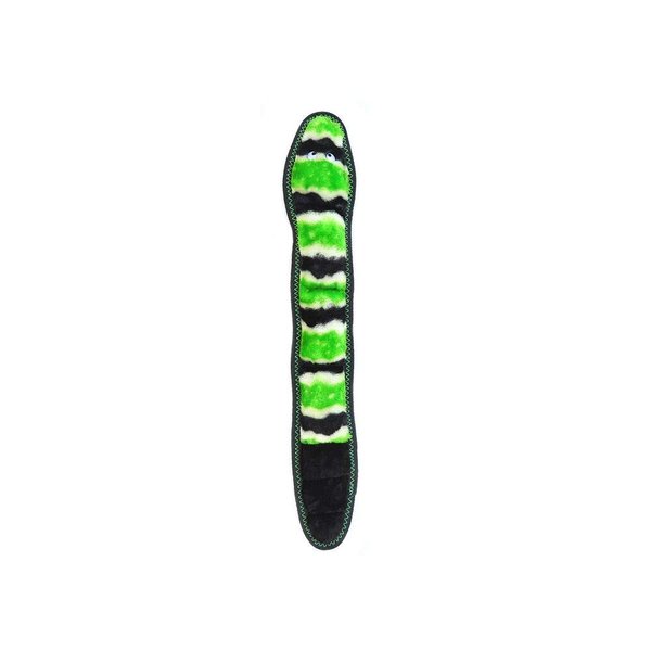 ZippyPaws - Z-Stitch Snake, Extra Tough No Stuffing Dog Toy with Squeaker - Green, Medium