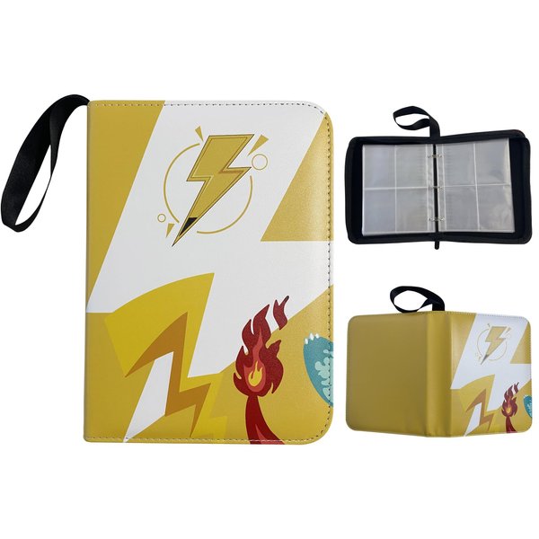 Card Binder 4-Pockets 400 Pockets Card Holder with 50 Carrying Case Compatible with Football Card TCG Game Sports Cards (yellow)