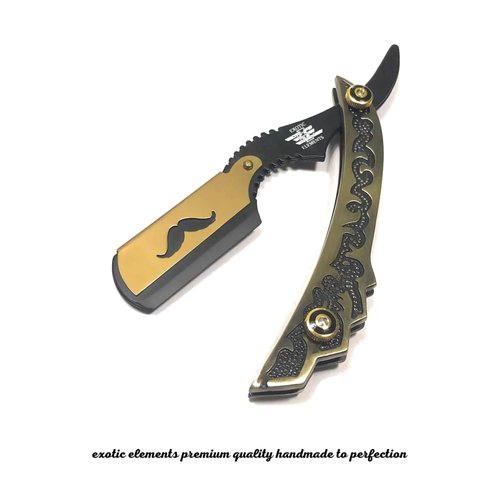 Steel Handle Straight Edge Barber Shaving Razor Limited Edition In Bronze Gold