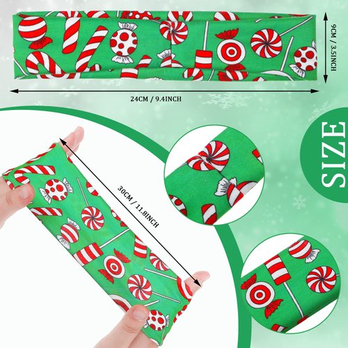18 Pieces Christmas Headbands for Women Christmas Candy Twisted Head Wrap Elastic Turban Headbands Christmas Hair Accessories Sports Sweat Wicking Headband Wide Knot Hair Bands Gifts for Girls Kids