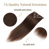 MY-LADY 140g Double Weft Clip in 100% Remy Human Hair Extensions #4 Medium Brown Grade 7A Quality Full Head Thick Thickened Long Soft Silky Straight 8pcs 18clips for Women Fashion 18" / 18 inch