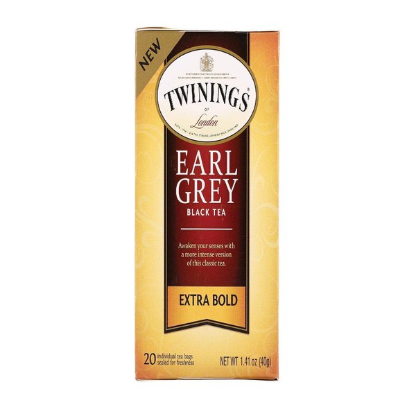 Twinings of London Extra Bold Earl Grey Black Tea, 20 Count (Pack of 6)