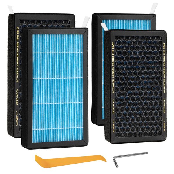 XREY 4 Pack Tesla Model 3 Model Y Air Filter with Activated Carbon Cabin HEPA Air Filter Replacement (2016-2023)