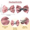 Beleki 2PCS Grosgrain Hair Bow Clips with Pearl 2.4" Handmade Pearl Hair Bows Clips Alligator Clips Hair Accessories for Girls Kids Toddlers, Pink