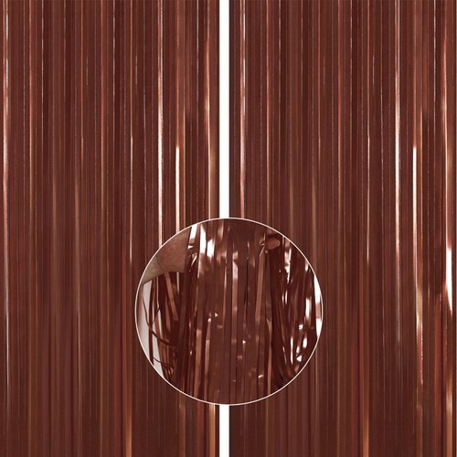 PartyWoo Foil Curtain 2 pcs, 3.3x6.6 ft Metallic Brown Tinsel Curtains, Backdrop Curtain, Foil Fringe Curtains, String Curtain, Birthday Decorations, Party Backdrop, Wedding Backdrop
