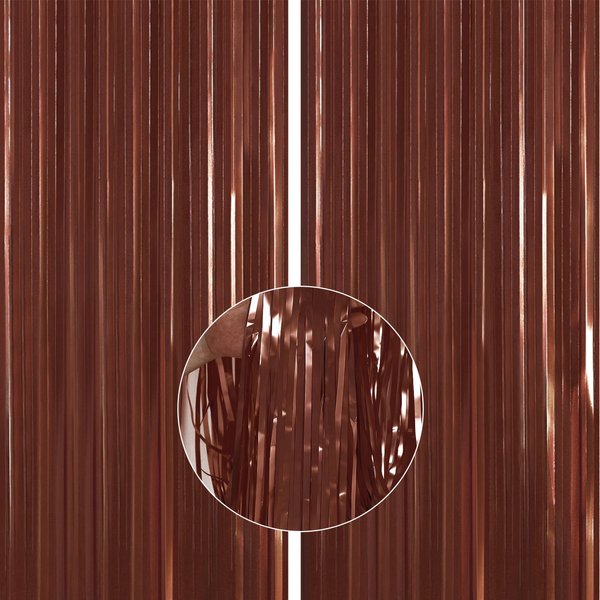 PartyWoo Foil Curtain 2 pcs, 3.3x6.6 ft Metallic Brown Tinsel Curtains, Backdrop Curtain, Foil Fringe Curtains, String Curtain, Birthday Decorations, Party Backdrop, Wedding Backdrop