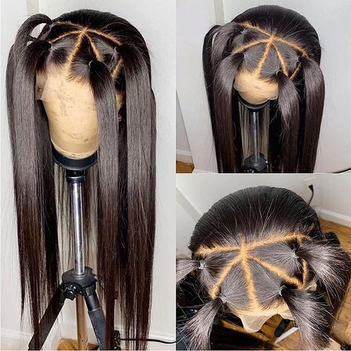 Usexy 24 Inch 13x6 Lace Front Wigs Human Hair Pre Plucked 180% Density Straight HD Transparent Glueless Wigs Human Hair 13x6 Straight Lace Frontal Wigs Human Hair Wigs for Women With Baby Hair