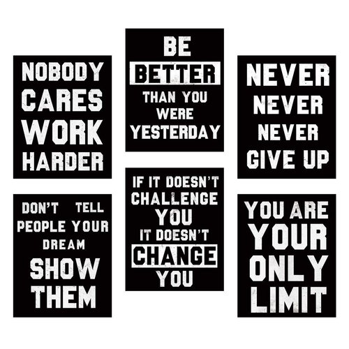 HOMANGA Inspirational Wall Art, Motivational Wall Art Posters, Quotes Dorm Decor for College Girls & Boys, Set of 6, Sayings For Ofiice Wall Decor, Canvas Prints 8x10 Inch Unframed
