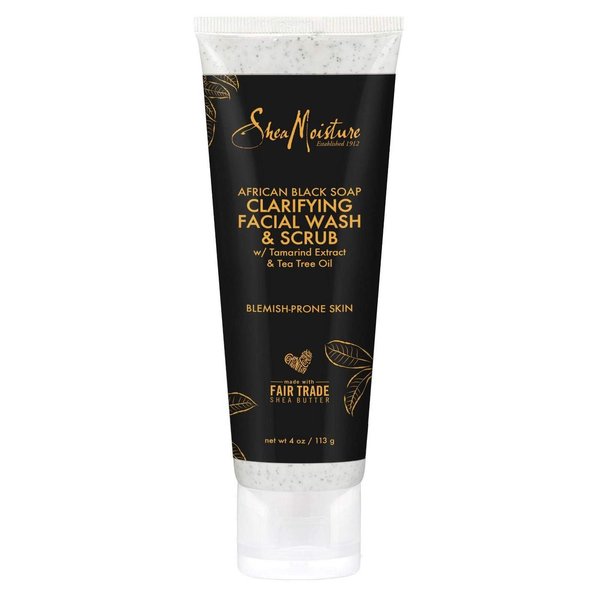 SHEA MOISTURE African Black Soap Facial Wash & Scrub 4 Ounce (Pack of 2)