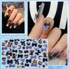 editTime Mixed Style Fashion 3D Nail Art Charms Kit Resin Camellia Rose Flower Butterfly Bow Moon Heart Bear Snake Hollow Pearl with Rhinestones and Soft Slice (Black)