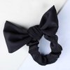 Andelaisi Boho Silk Hair Bow Rope Scrunchies Black Silky Bow Hair Band Hair Ties Vintage Elastic Hair Tie Ropes French Bowknot Ponytail Scrunchy Hair Ties Hair Accessories for Women Headdress