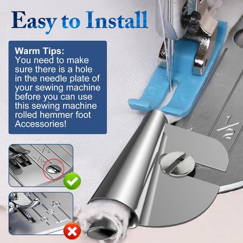 Sewing Rolled Hemmer Foot, 4 Sizes Wide Narrow Sewing Machine Presser Foot Set, Universal Sewing Machine Curved Hemming Foot Sewing Accessories(4Pcs 3/5/7/9mm)