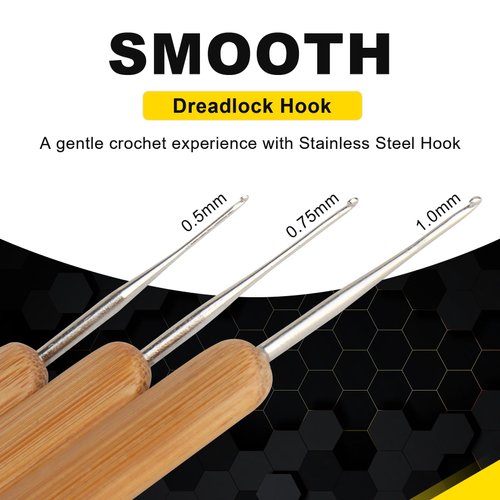 AGBOLO Dreadlocks Crochet Hooks for Hair, 3Pcs 0.5/0.75/1.0mm Single Loc Needle for Dreads, Weaving Crochet for Braid Craft, Excellent for Maintaining Real Dread Loc