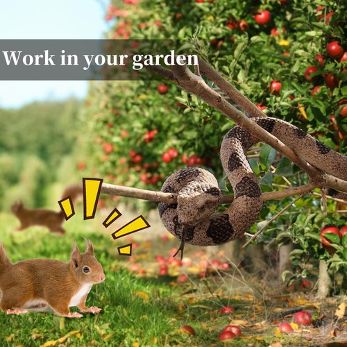 Hsxfl Realistic Fake Snakes Toy Soft Rubber Snake Realistic Keep Birds and Squirrels Away, Rattlesnake Toys for Garden Gift April Fools' Day Party Favors or Halloween Decoration Props (2 Pieces)