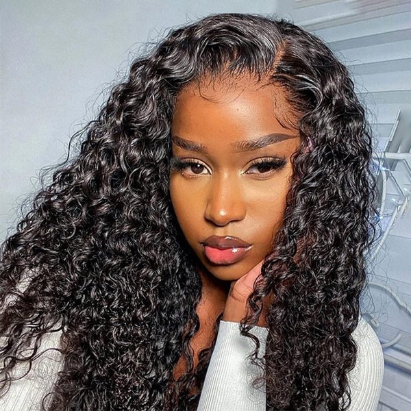 ISEE HAIR Water Wave HD Lace Front Wig Wear & Go Glueless Lace Wigs For Women No Glue 4x6 HD Lace Pre Cut Wig Human Hair Wigs Transparent Lace Closure Wigs 180% Density 22 Inch
