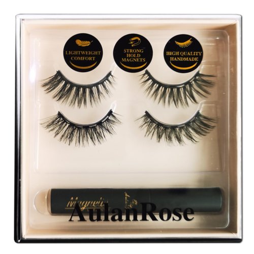 AulanRose Magnetic Eyelashes with Eyeliner,/3D Layered Medium Cat Eye Magnetic Lashes Natural Looking Cruelty-Free & Vegan Faux Mink Lashes /60 Wears