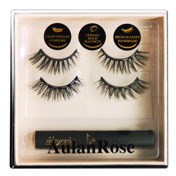 AulanRose Magnetic Eyelashes with Eyeliner,/3D Layered Medium Cat Eye Magnetic Lashes Natural Looking Cruelty-Free & Vegan Faux Mink Lashes /60 Wears