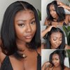 UNICE Bye Bye Knots Wig Yaki Kinky Straight Bob Wigs Human Hair Pre Bleached Invisible Knots 7x5 Lace Front Wigs Human Hair Pre Everything Glueless Wigs Pre Plucked Pre Cut Lace 14 inch