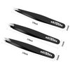 HAIIDOAK Tweezers Set, Professional Stainless Steel Tweezers for Eyebrows, Great Precision for Facial Hair, Splinter and Ingrown Hair Removal (3 Count / 3.8inch, Black)
