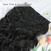 Clip in Hair Extensions 6 PCS Natural Soft Hair Blends Well Hair Extensions 20 Inch Natural Black Long Wavy Hairpieces for Women