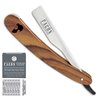 100 BLADES + Facón Professional Wooden Straight Edge Barber Razor - Salon Quality Cut Throat Shavette
