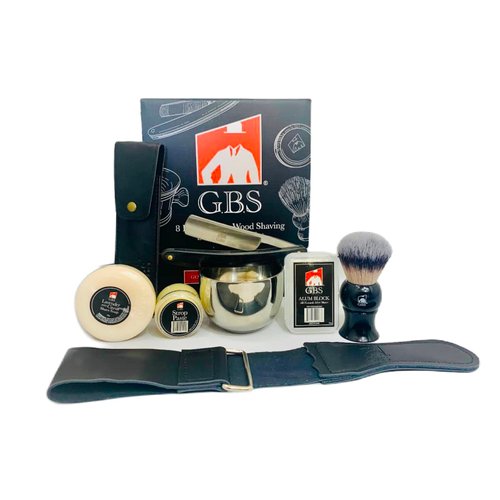G.B.S Shaving Straight Razor Kit - Shave-Ready Steel Blade, Honing Strop,Complete Straight Razor Shaving Set for Men, Straight Razor Beginner Kit, Straight Edge Razor Kit, Mens Shaving Kit Gift Set