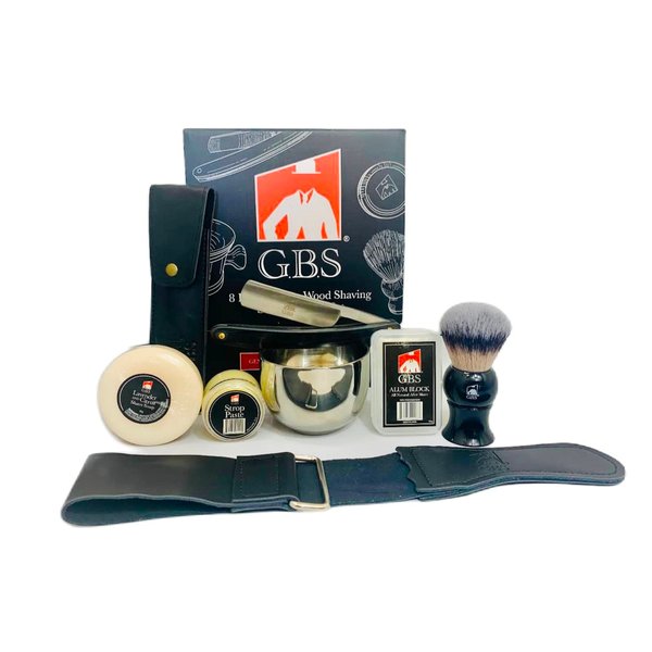 G.B.S Shaving Straight Razor Kit - Shave-Ready Steel Blade, Honing Strop,Complete Straight Razor Shaving Set for Men, Straight Razor Beginner Kit, Straight Edge Razor Kit, Mens Shaving Kit Gift Set