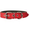 Thick Genuine Leather Dog Collar, Cotton Padded, 1.25" Wide. (Neck Circumf.: 21.5"-25", Red)