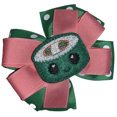 Sushi Roll Pinwheel Hair Bow 4"