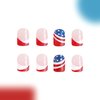 OHWODA Independence Day Press on Nails Square 4th of July Short Fake Nails Blue Red Patriotic False Nail Tips American Day Nails Designs Short Nails Press ons 24Pcs (style8)