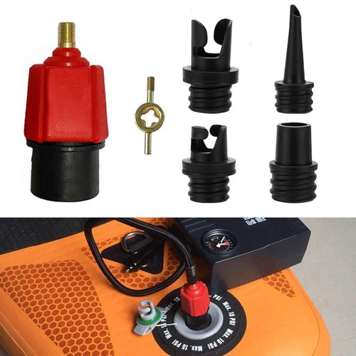 PeSandy Inflatable SUP Pump Adaptor Compressor Paddle Board Pump Adapter, Multifunction SUP Valve Adapter with 4 Air Valve Nozzles for Inflatable Boat, Stand Up Paddle Board, Inflatable Bed, Dinghy