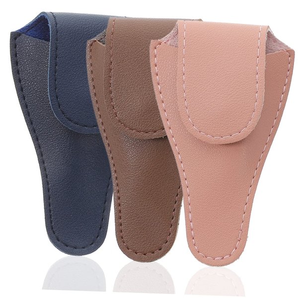 3pcs Protective Case for Nail Clippers Nail Protector Leather Embroidery Macrame Supplies Crochet Accessories Nail Nippers Cuticle Nail Scissor Storage Holder Pu