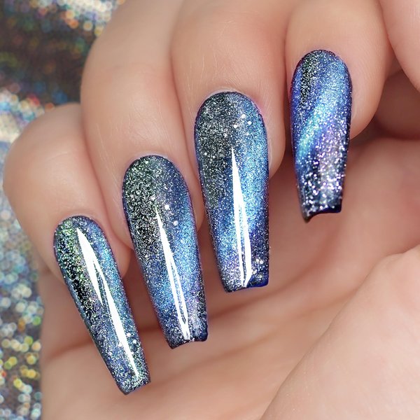 Gsnagole 9D Reflective Cat Eye Gel Nail Polish Set 2 Bottles with Magnetic Stick Chameleon Holographic Sparkling Galaxy Effect Soak Off Manicure DIY at Home (9DMHMY-6-blue red purple)