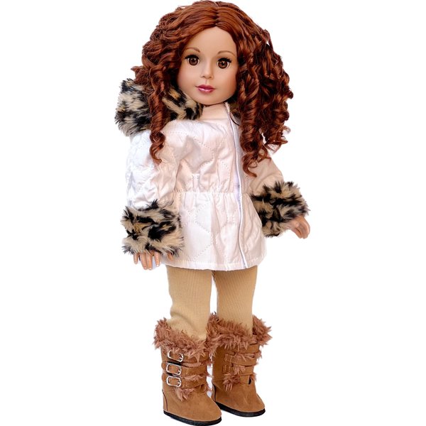 Winter Fun - 3 Piece Outfit - Ivory Parka with Leggings and Boots - Clothes Fits 18 Inch Doll Clothes (Doll Not Included)