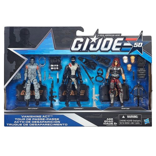 G.I. Joe, 50th Anniversary, Vanishing Act Action Figure Set [Hit & Run, Torpedo, and Zartan], 3.75 Inches
