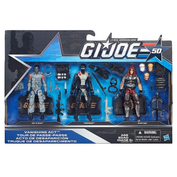 G.I. Joe, 50th Anniversary, Vanishing Act Action Figure Set [Hit & Run, Torpedo, and Zartan], 3.75 Inches