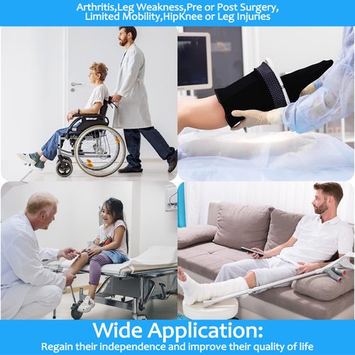 Homymusy 41 Long Leg Lifter Strap, Leg Straps are Ideal Leg Lifters Getting Legs in and Out of Bed,Wheelchair,Car (with EVA Handles)
