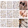 Fall Nail Stickers Autumn Maple Leaves Nail Decals Thanksgiving 3D Nail Art Supplies 9PCS Gold Maple Leaf Butterfly Abstract Face Rose Self-Adhesive Nail Art Stickers for Women Nail Decorations