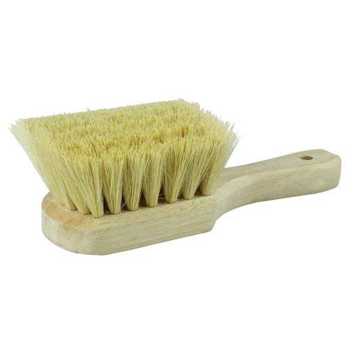 Weiler 44014 8" Utility Scrub Brush, White Tampico Fill, Short Handle, Wood Block