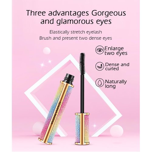 4d Silk Fiber Lash Mascara, SENANA MARINA Mascara - Waterproof Mascara - Sky High Mascara Black Volume and Length Lengthening No Clumping 2 Pack