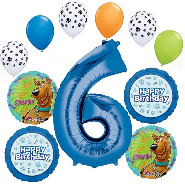 Anagram Scoooby Dooby Doo 6th Birthday Party Supplies 11 pc Balloon Bouquet Decorations