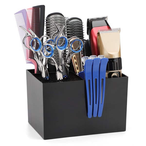 Segbeauty Barber Tools Holder, Professional Salon Hair Cutting Scissors Hair Brush Holder, Barber Supplies Hairdressing Tool Organizer Storage Rack for Hair Clipper Combs Clips Barber Accessories