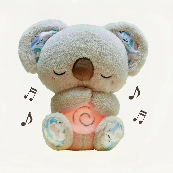 cbozimpr Breathing Stuffed Animal,Portable Plush Baby Toy,Soothing Breathing Stuffed Animal for Anxiety Adults and Kids,Lights and Adjustable Rhythmic Breathing, for Kids Adult (Gray)