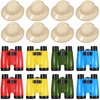 16 Pcs Safari Themed Party Set: 8 Jungle Hats, 8 Binoculars with Neck Strings for Kids Birthday Celebrations and Safari Dress-Up (Simple Style)