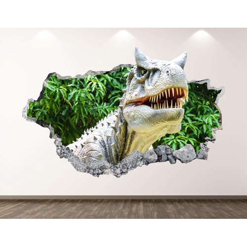 Dinosaur Wall Decal Art Decor 3D Smashed Jungle Sticker Poster Kids Room Mural Custom Gift BL357 (42"W x 24"H)
