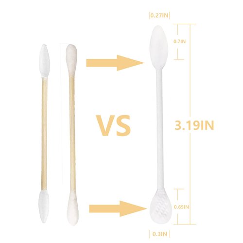 Paper Stick Thick Cotton Swabs with Precision and Flattened Tip 375pcs, Pointed&Flattened Tip Cosmetic Applicators XL Size