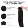 DOORES Sew in Hair Extensions Real Human Hair, 24 Inch 120g Dark Brown Weft Hair Extensions Human Hair Long Straight Human Hair Extensions Weft Hair for Full Head