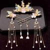 Alloy Hair Sticks Pins Long Tassel Hanfu Chinese Hair Comb/Earrings Set of 1 Traditional Classical (Style E)